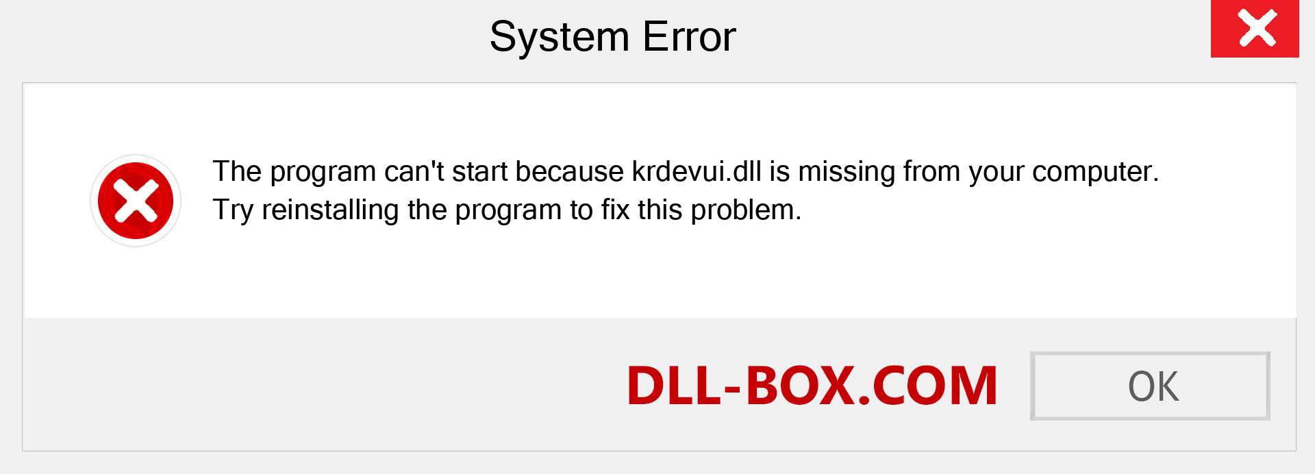  krdevui.dll file is missing?. Download for Windows 7, 8, 10 - Fix  krdevui dll Missing Error on Windows, photos, images
